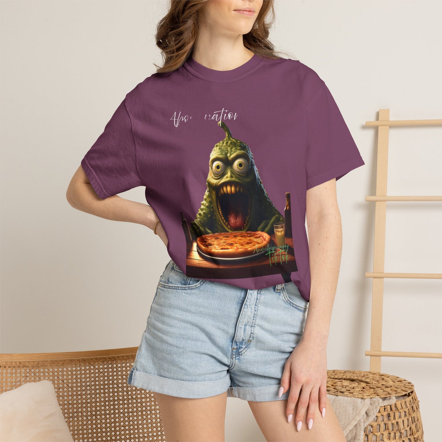 Monster Eating Pizza T-Shirt — Funny Creepy Pizza Lover Tee