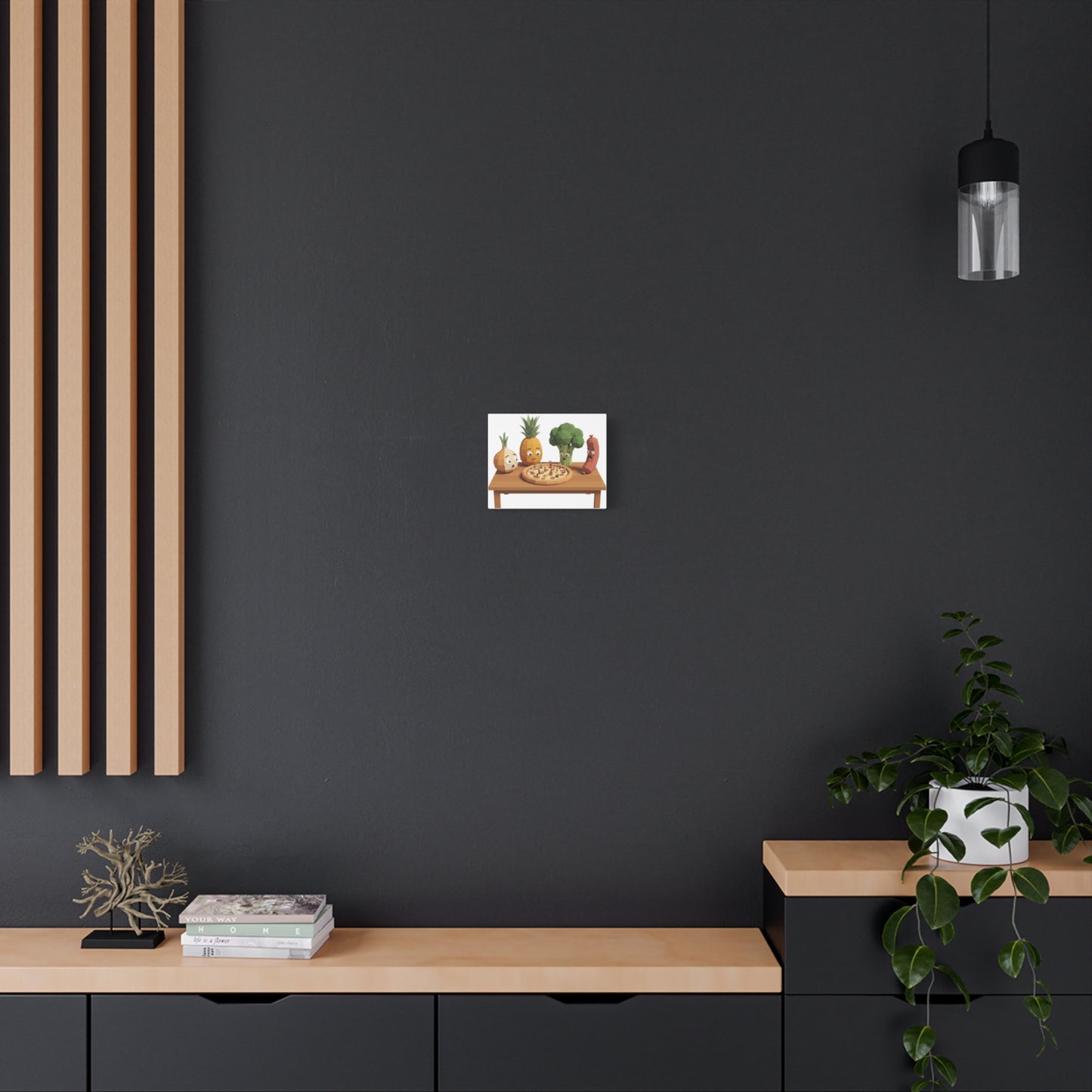 Canvas Wall Art - Funny Polygon Veggies and Pizza Illustration