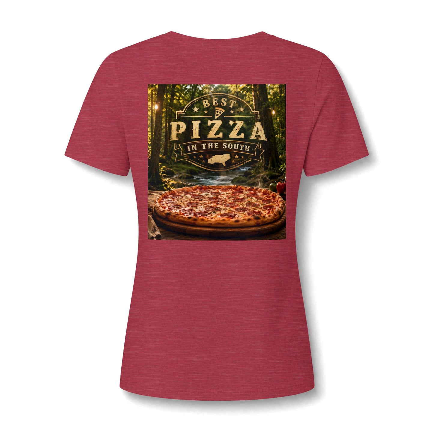 Pizza In The South V-Neck Tee — Women's Pizza Lover Shirt
