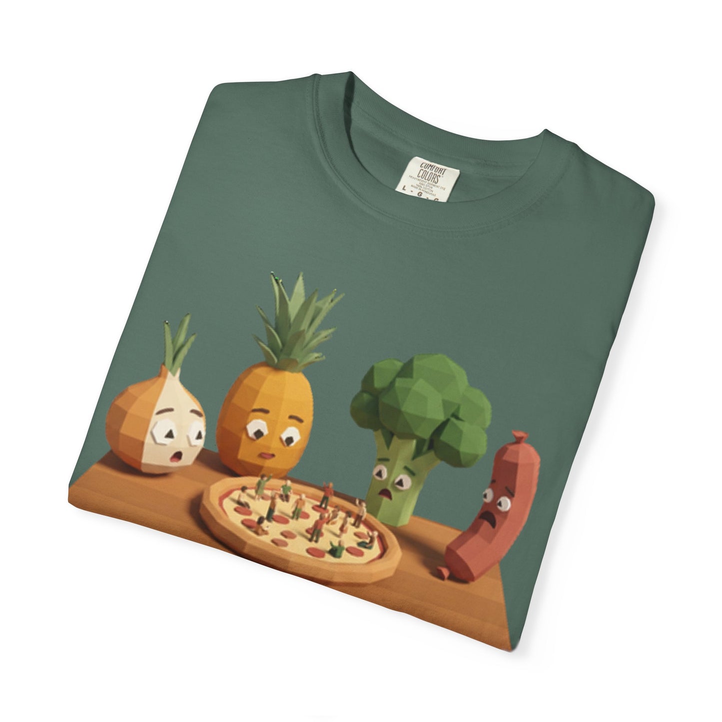 Pizza Night Veggie T-Shirt — Cute Cartoon Pineapple, Broccoli & Friends