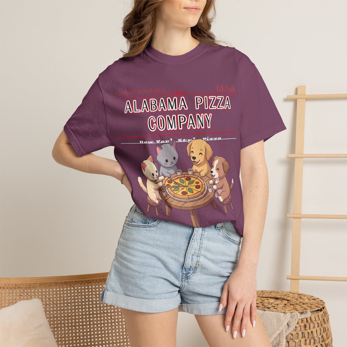 Alabama Pizza Company T-Shirt — Cute Dogs Sharing Pizza Graphic Tee
