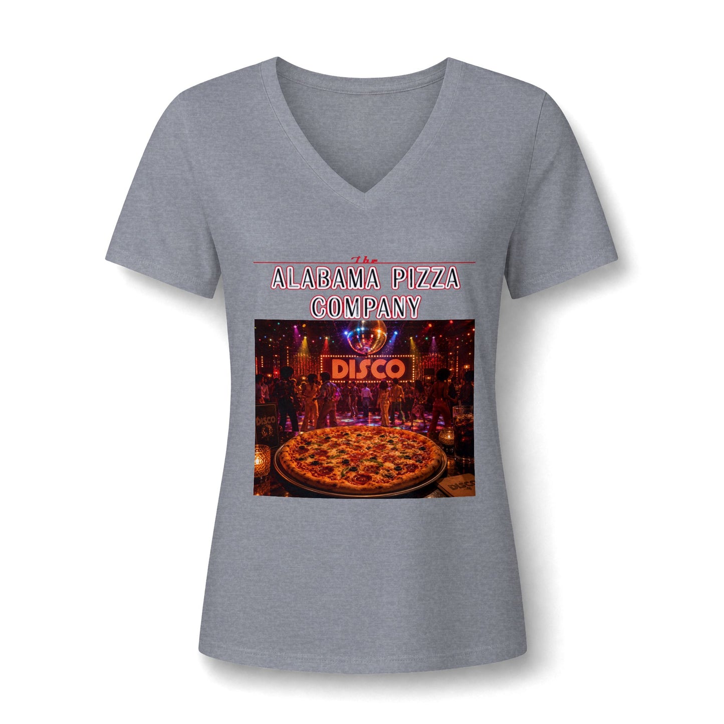 Pizza Disco V-Neck Tee — Mamma Pizza Company Graphic Shirt