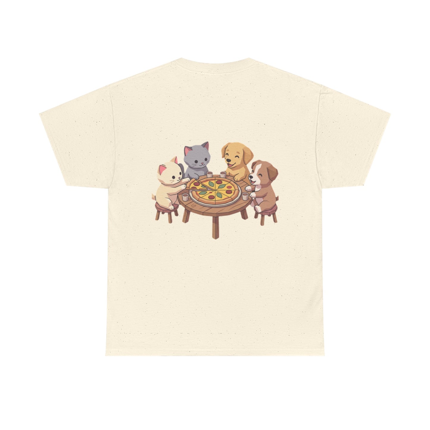 Pizza Party Crew Tee — Cute Cats & Dogs Sharing Pizza Graphic T-Shirt