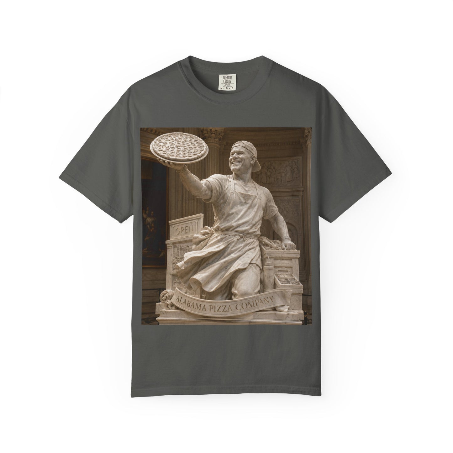 Pizza Statue Photo T-Shirt — Vintage Roman Sculpture Graphic Tee