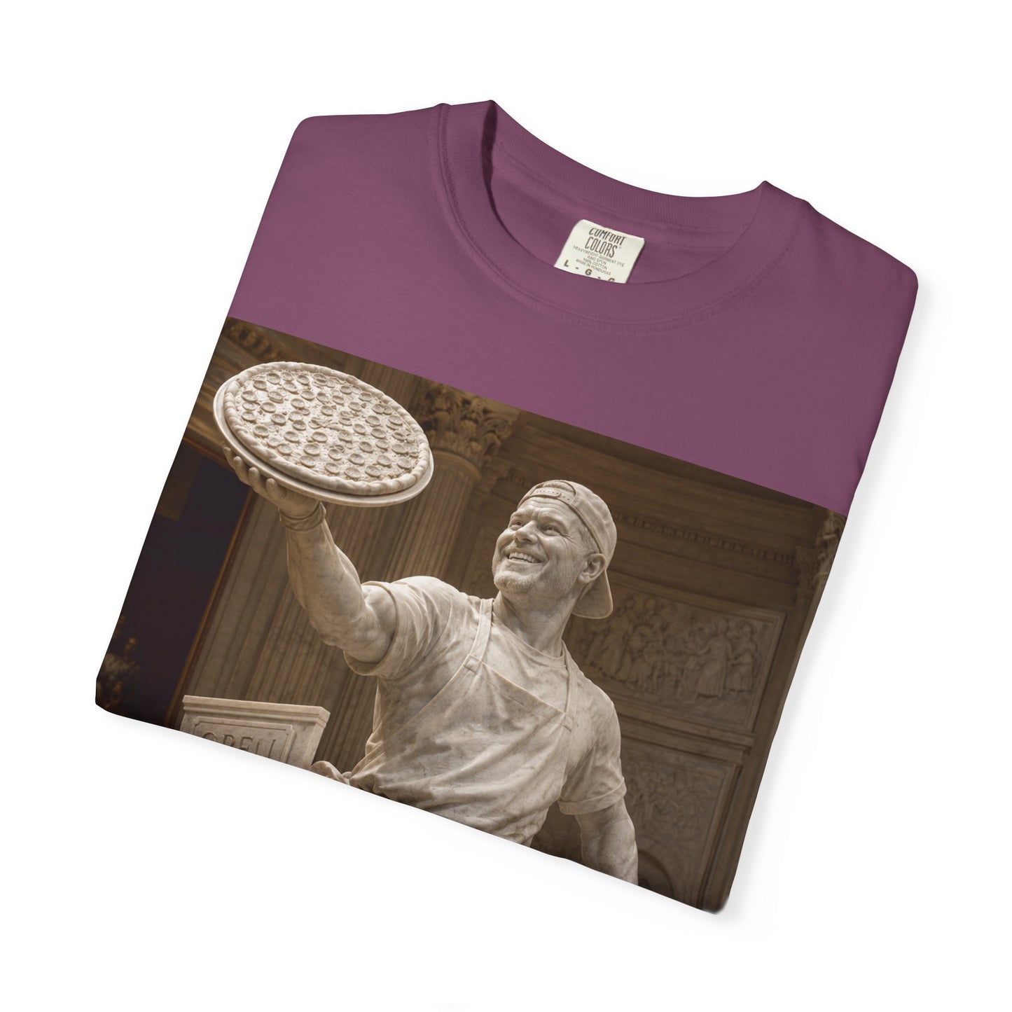 Pizza Statue Photo T-Shirt — Vintage Roman Sculpture Graphic Tee