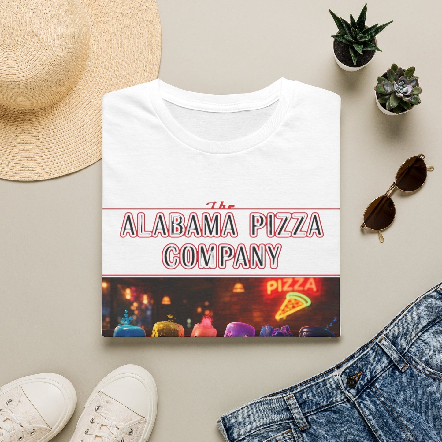 T-Shirt — "The Alabama Pizza Company" Neon Pizzeria Graphic Tee