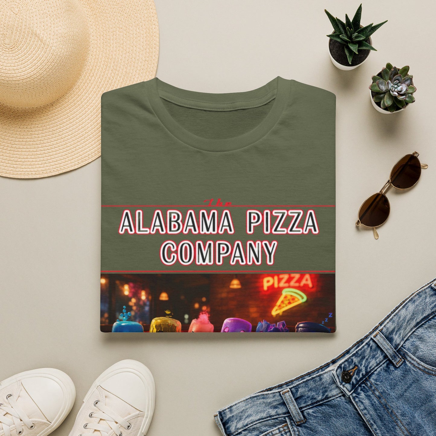 T-Shirt — "The Alabama Pizza Company" Neon Pizzeria Graphic Tee