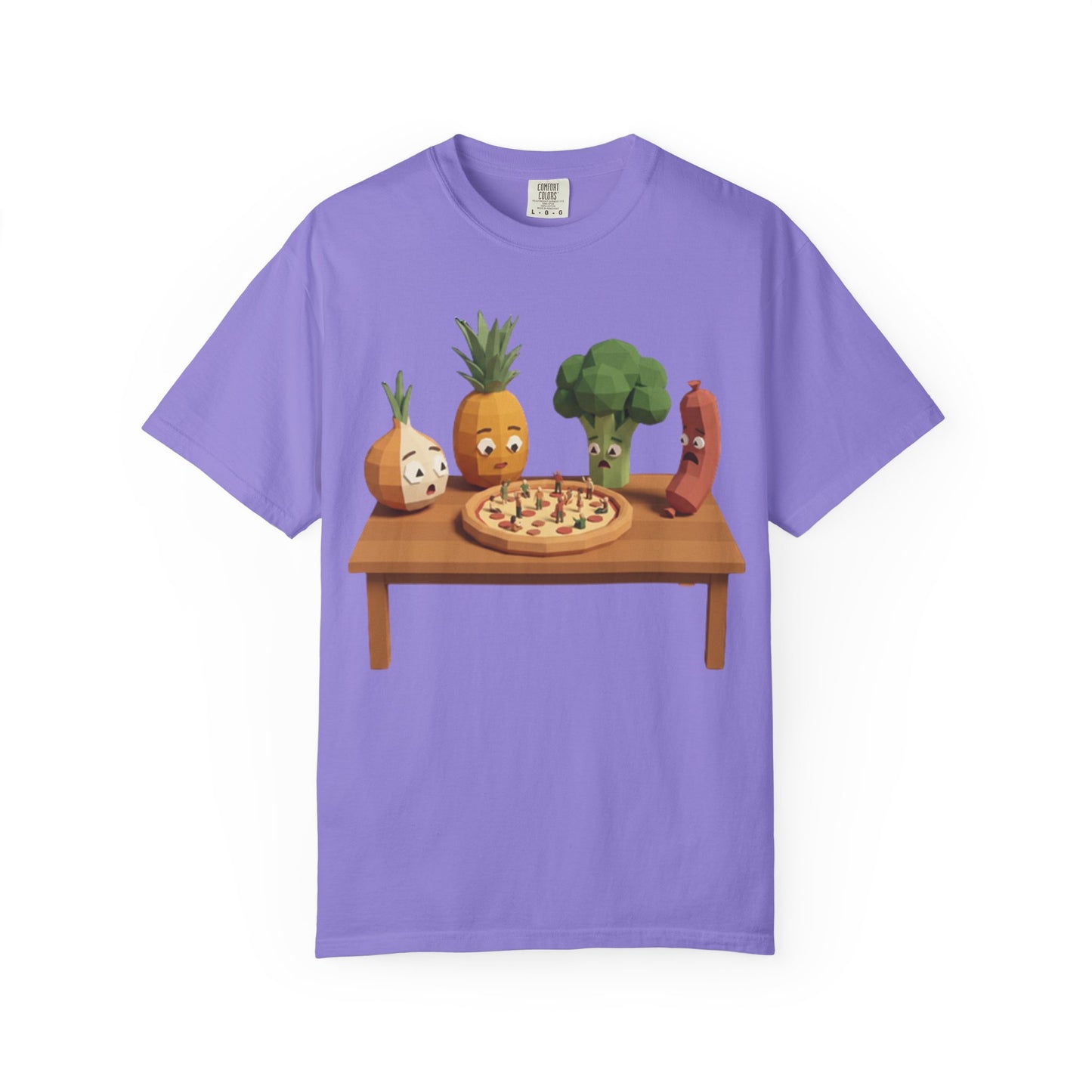 Pizza Night Veggie T-Shirt — Cute Cartoon Pineapple, Broccoli & Friends