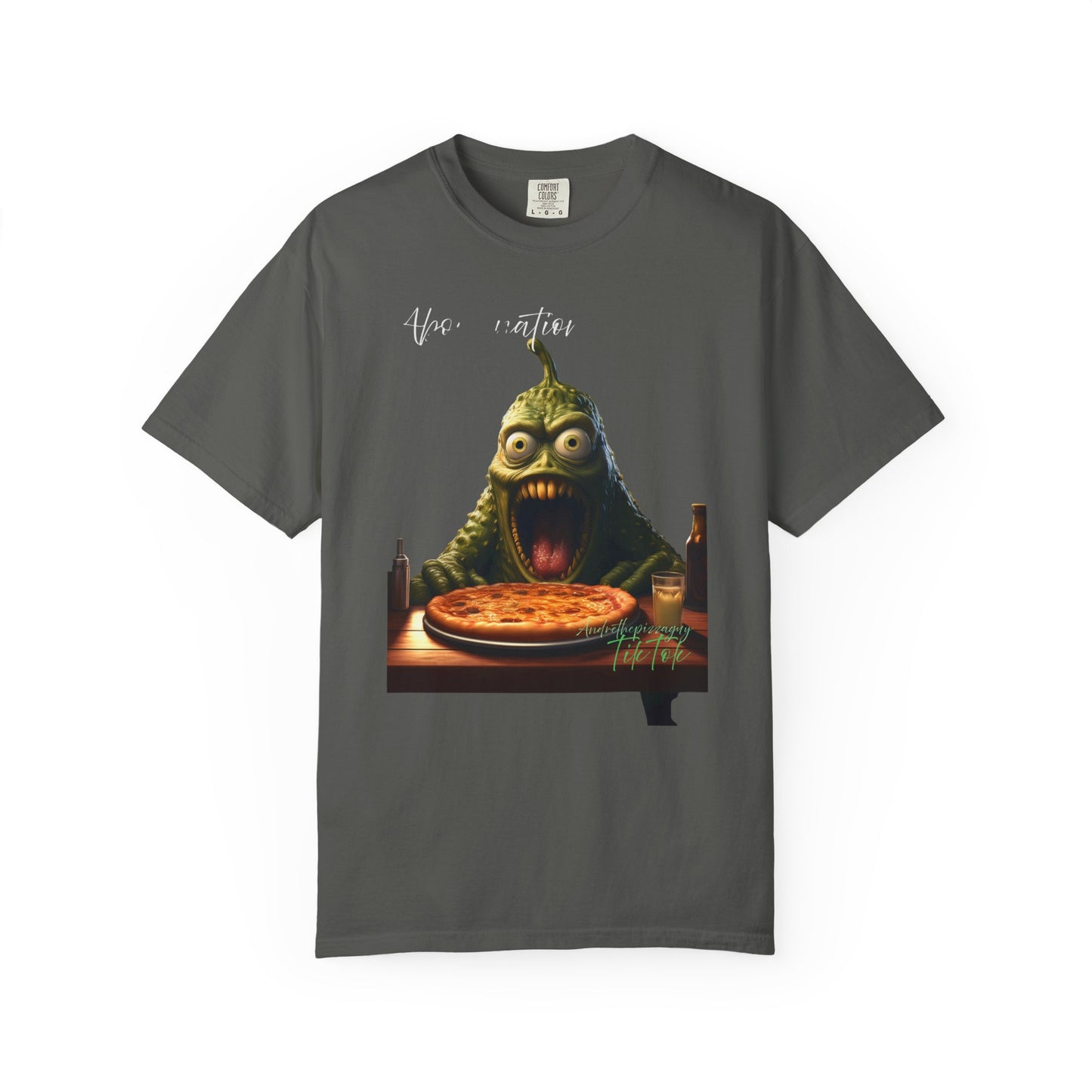 Monster Eating Pizza T-Shirt — Funny Creepy Pizza Lover Tee