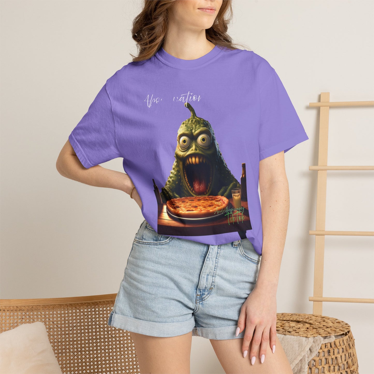 Monster Eating Pizza T-Shirt — Funny Creepy Pizza Lover Tee