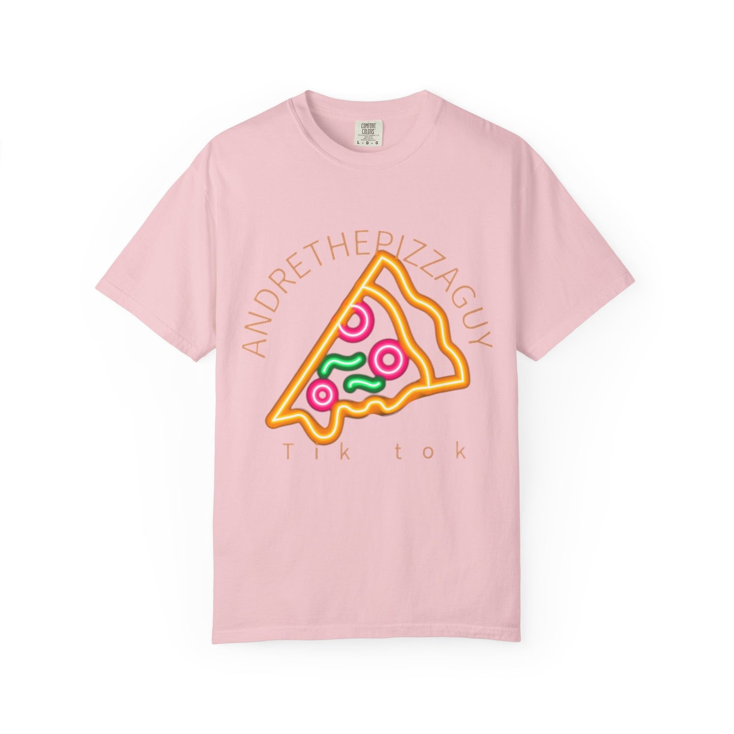 Pizza Slice Graphic T-Shirt – "ANDRETHEPIZZAGUY" Neon Design