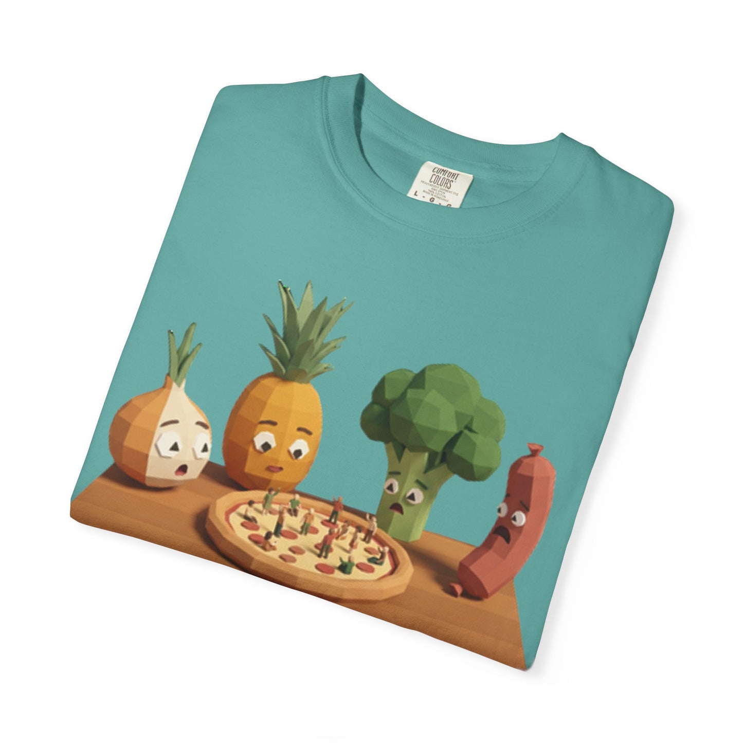 Pizza Night Veggie T-Shirt — Cute Cartoon Pineapple, Broccoli & Friends
