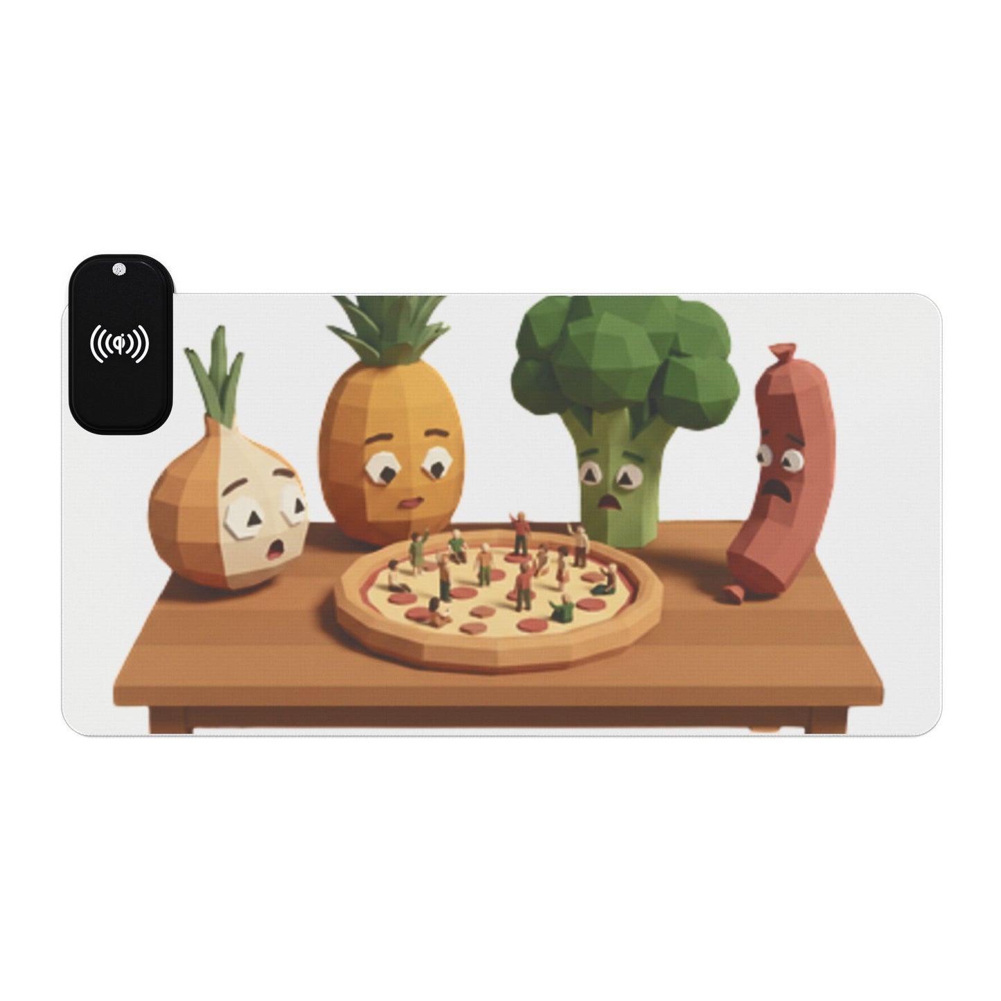 LED Wireless Charging Mouse Pad — Cute Veggie Pizza Desk Mat