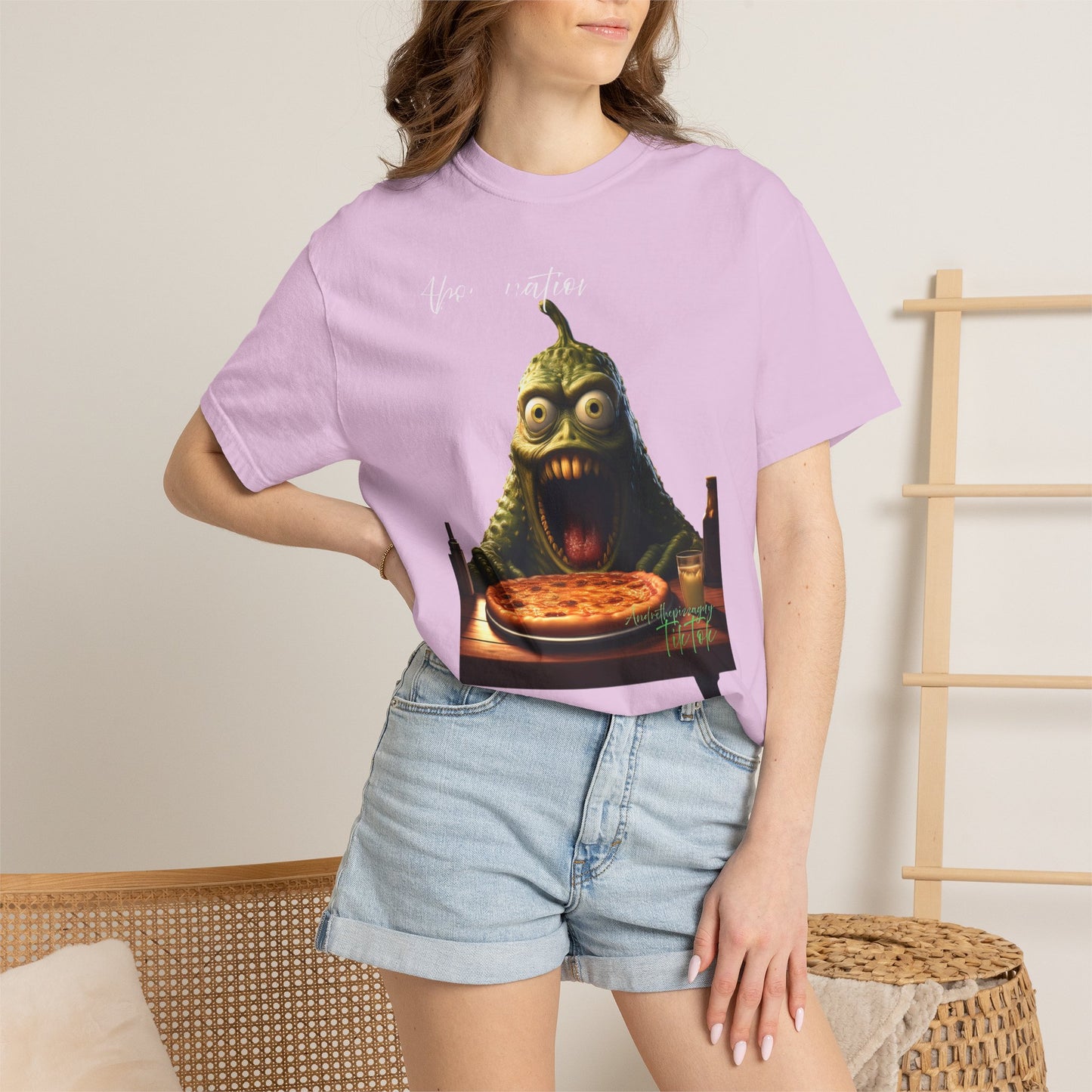 Monster Eating Pizza T-Shirt — Funny Creepy Pizza Lover Tee
