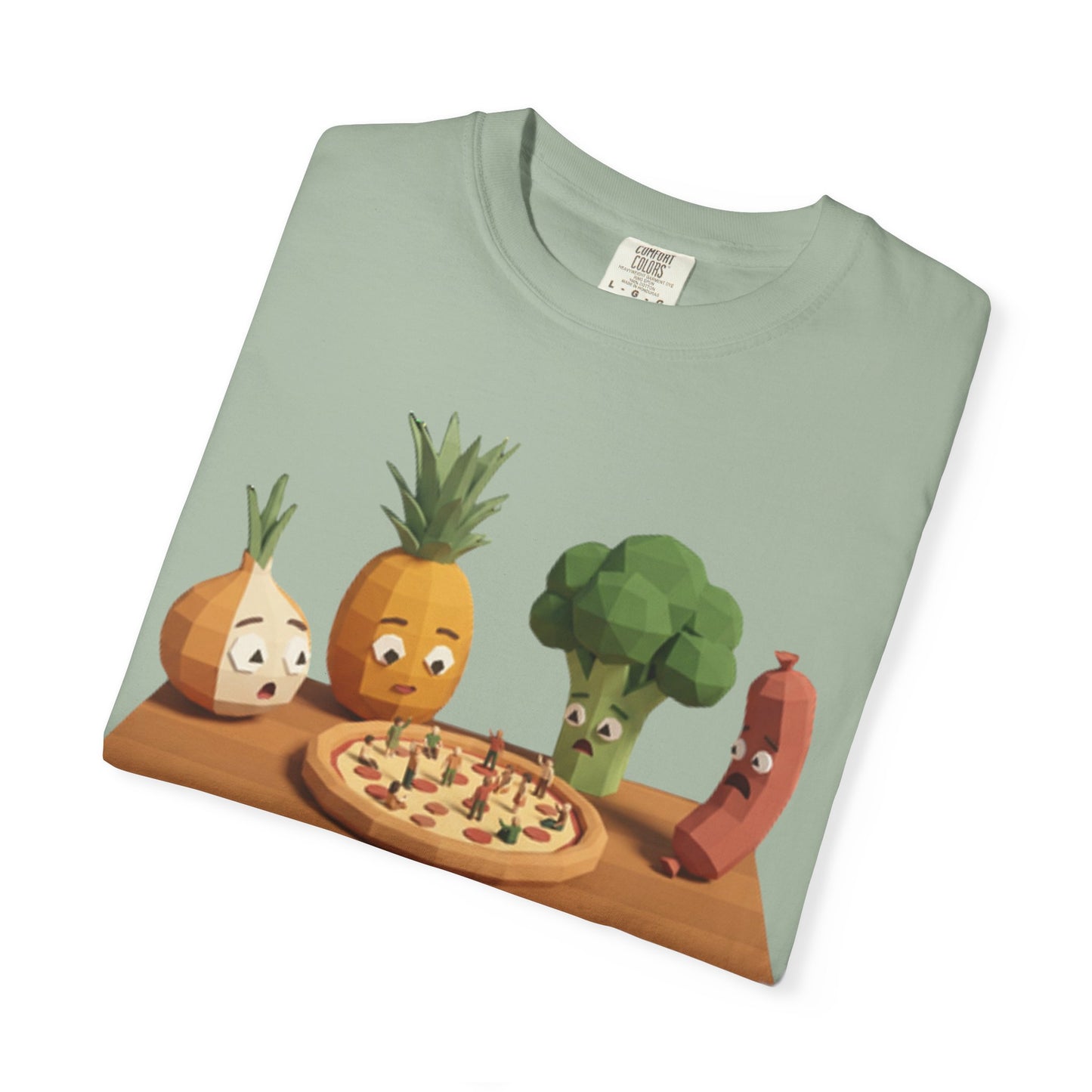 Pizza Night Veggie T-Shirt — Cute Cartoon Pineapple, Broccoli & Friends