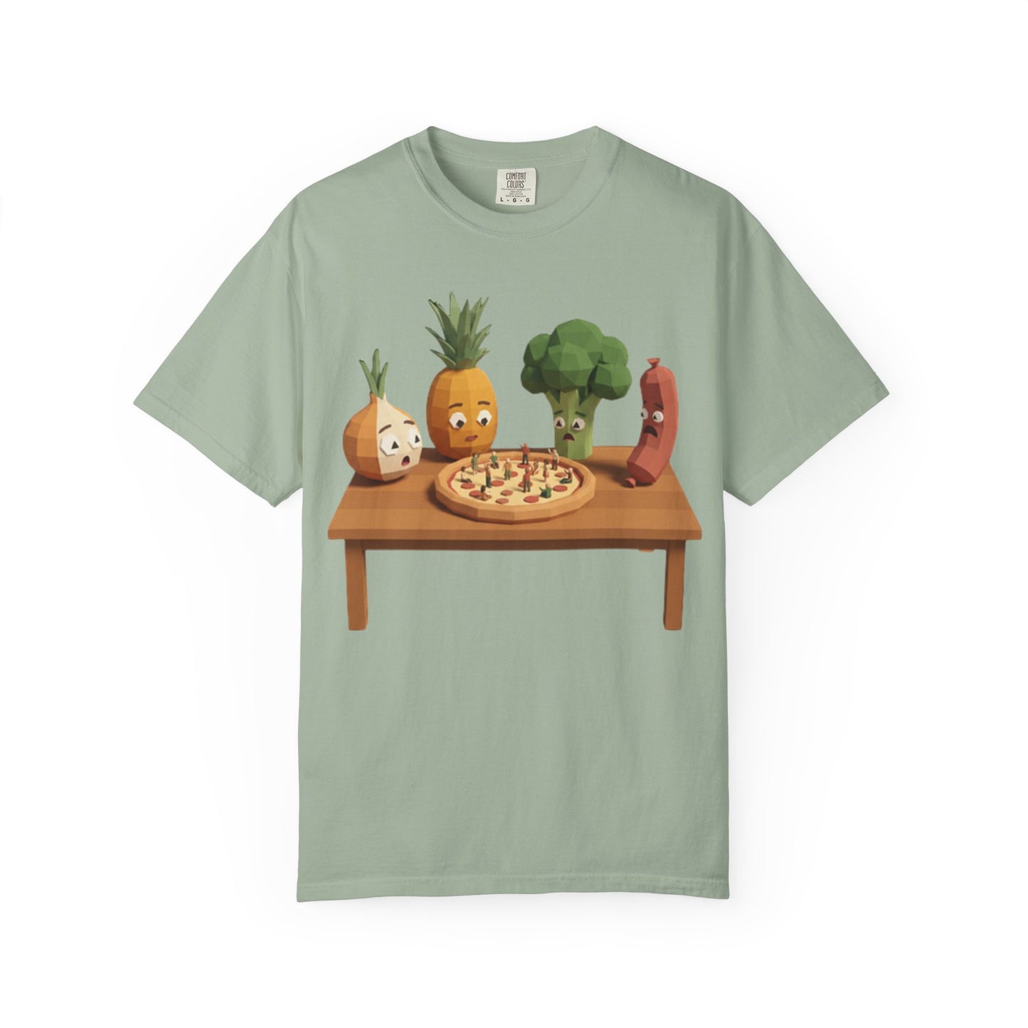Pizza Night Veggie T-Shirt — Cute Cartoon Pineapple, Broccoli & Friends