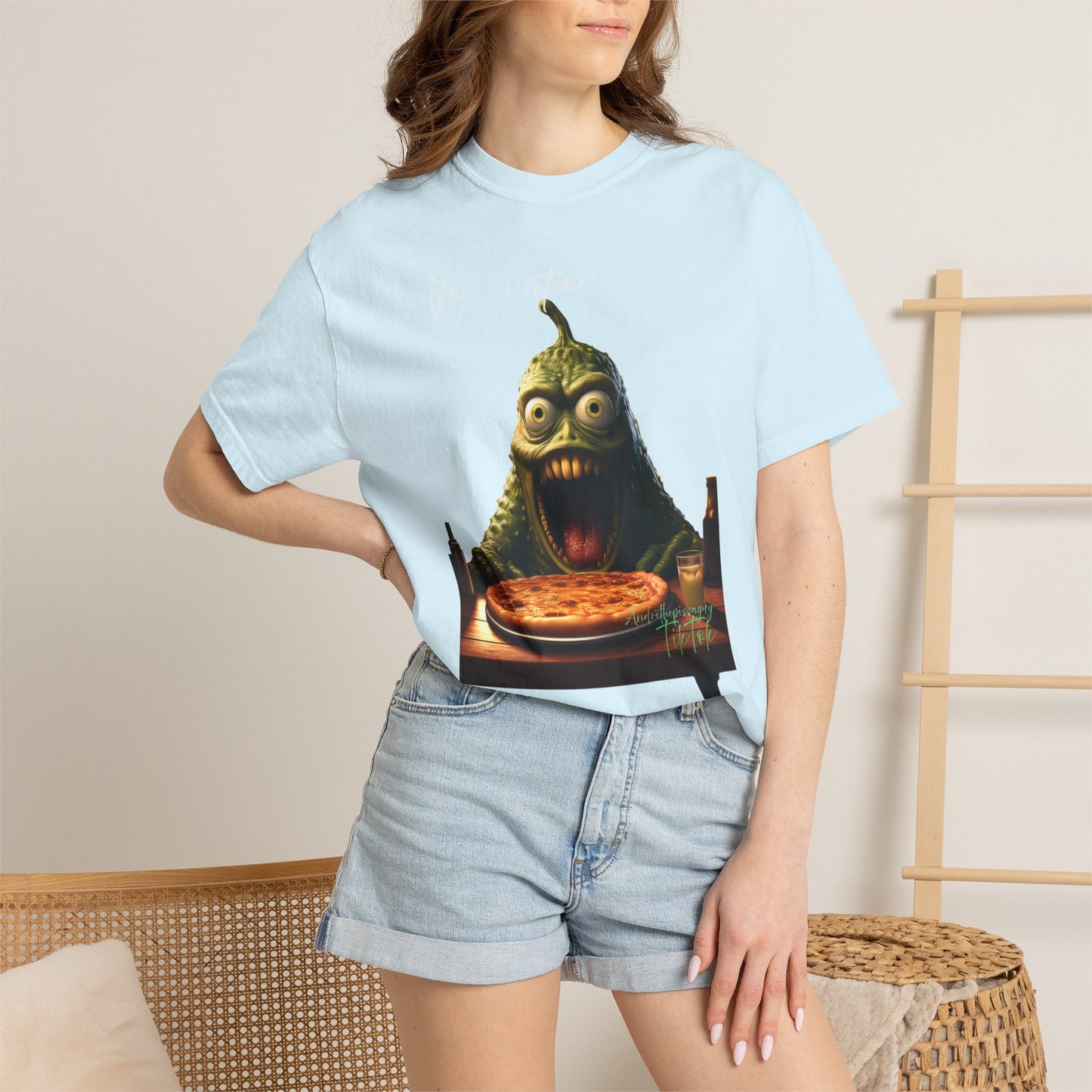 Monster Eating Pizza T-Shirt — Funny Creepy Pizza Lover Tee
