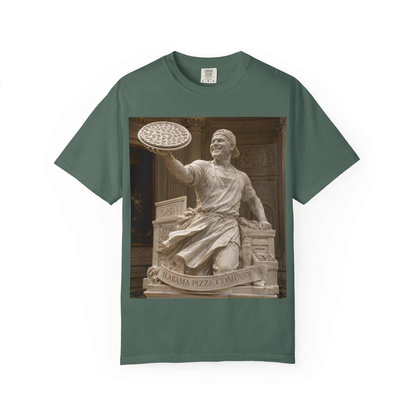 Pizza Statue Photo T-Shirt — Vintage Roman Sculpture Graphic Tee