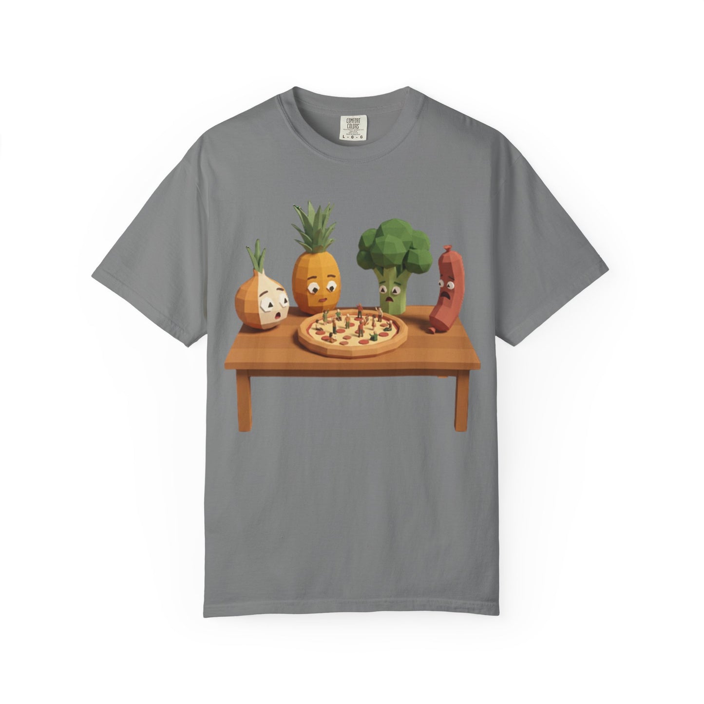 Pizza Night Veggie T-Shirt — Cute Cartoon Pineapple, Broccoli & Friends