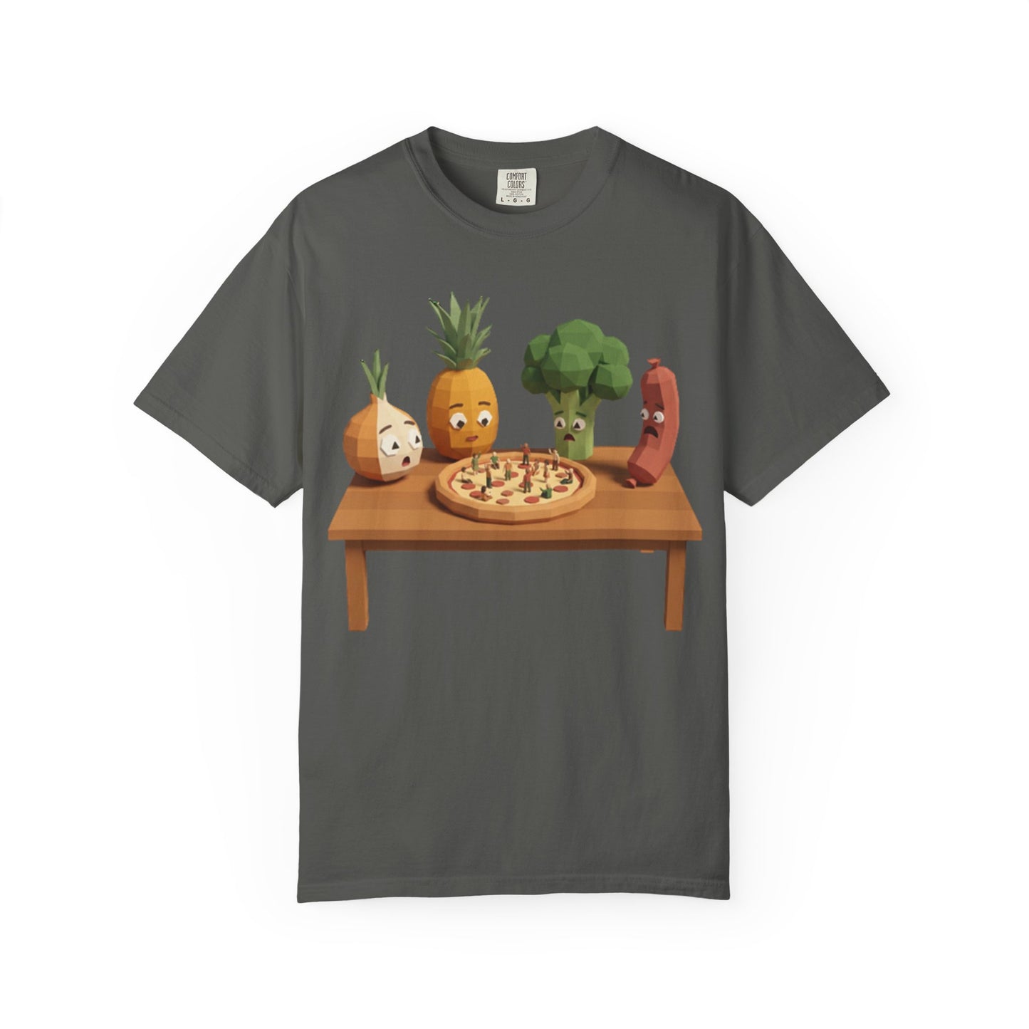 Pizza Night Veggie T-Shirt — Cute Cartoon Pineapple, Broccoli & Friends