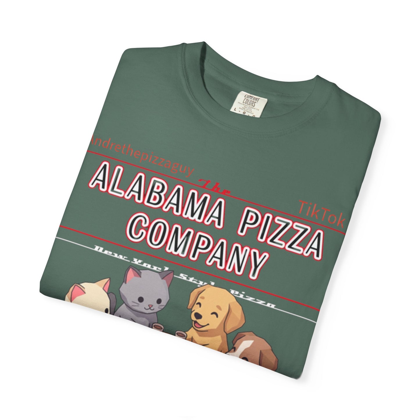 Alabama Pizza Company T-Shirt — Cute Dogs Sharing Pizza Graphic Tee