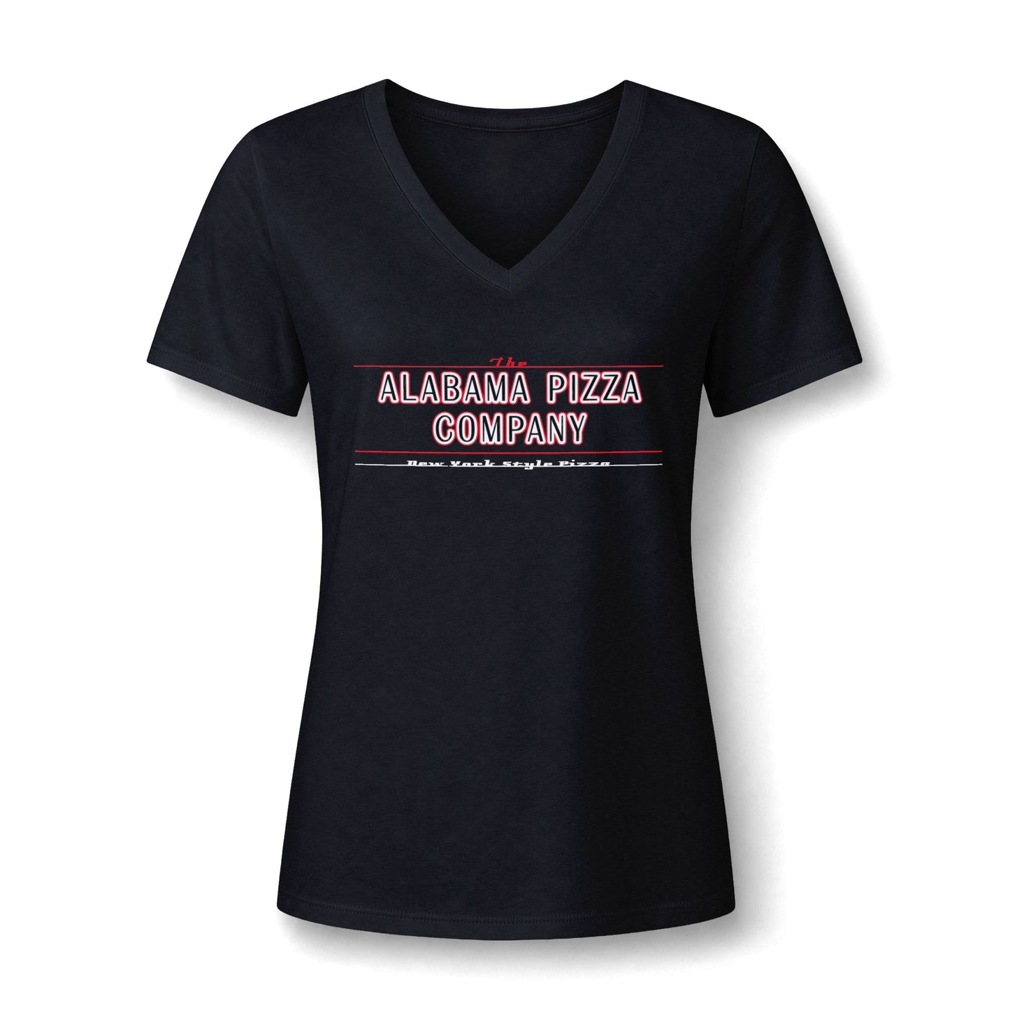 Women's V-Neck Tee — Mamma Pizza Company Retro Logo