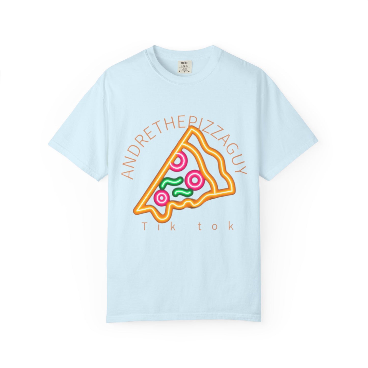 Pizza Slice Graphic T-Shirt – "ANDRETHEPIZZAGUY" Neon Design