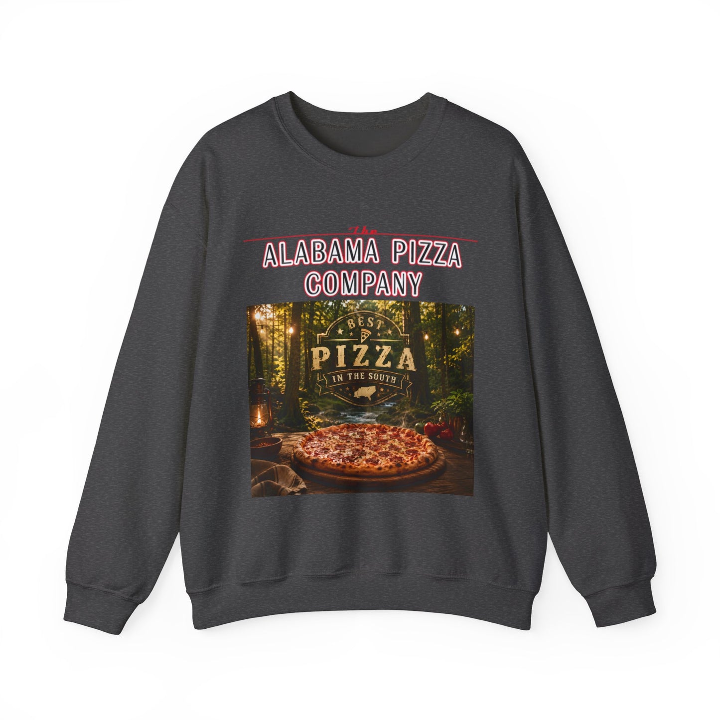Pizza Crewneck Sweatshirt — Alabama Pizza Company Vintage Pizzeria Design