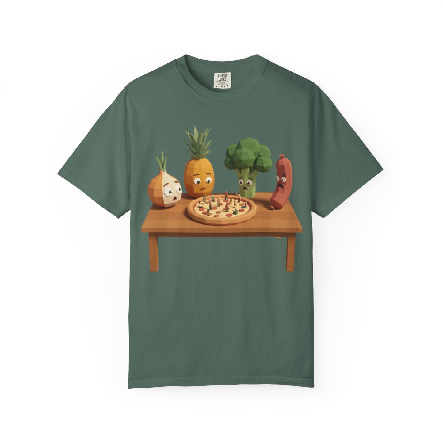 Pizza Night Veggie T-Shirt — Cute Cartoon Pineapple, Broccoli & Friends