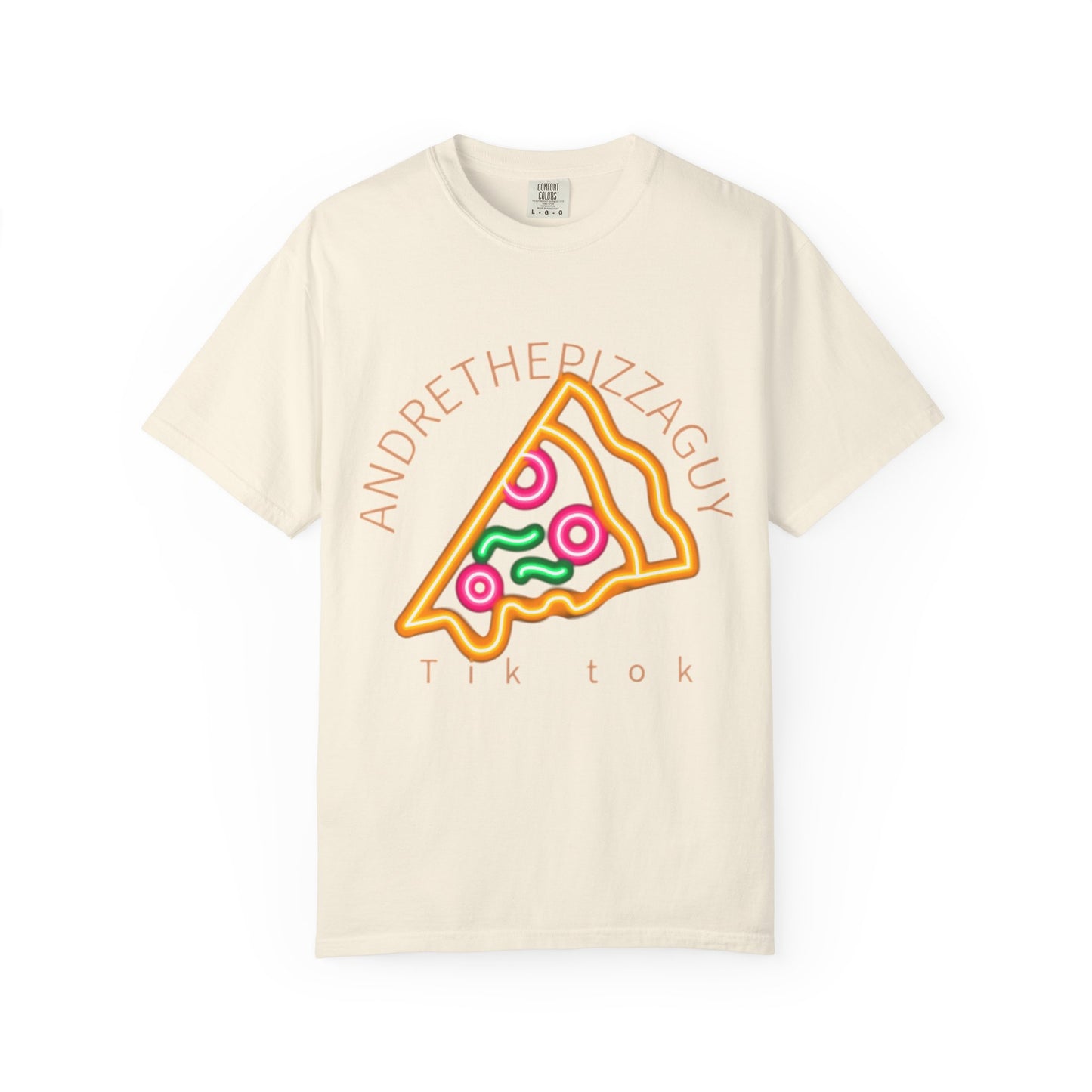 Pizza Slice Graphic T-Shirt – "ANDRETHEPIZZAGUY" Neon Design