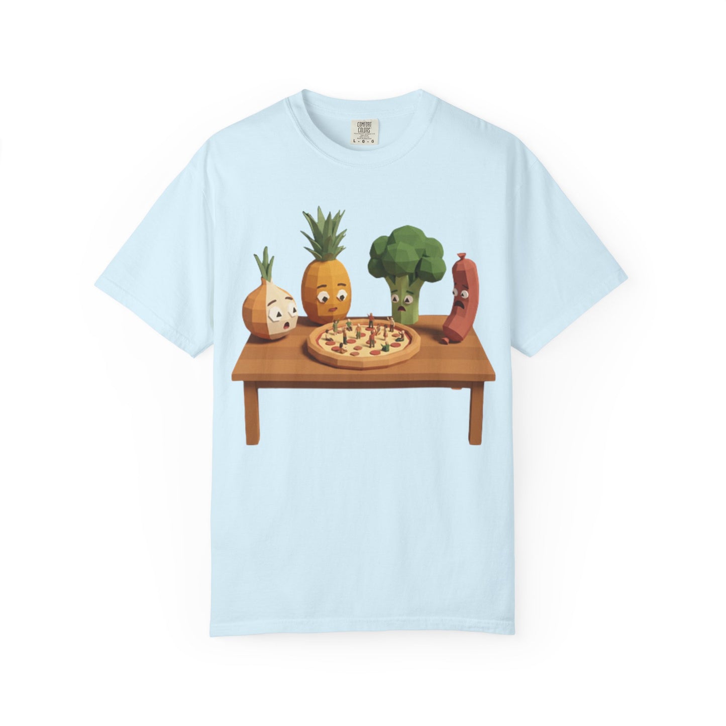 Pizza Night Veggie T-Shirt — Cute Cartoon Pineapple, Broccoli & Friends