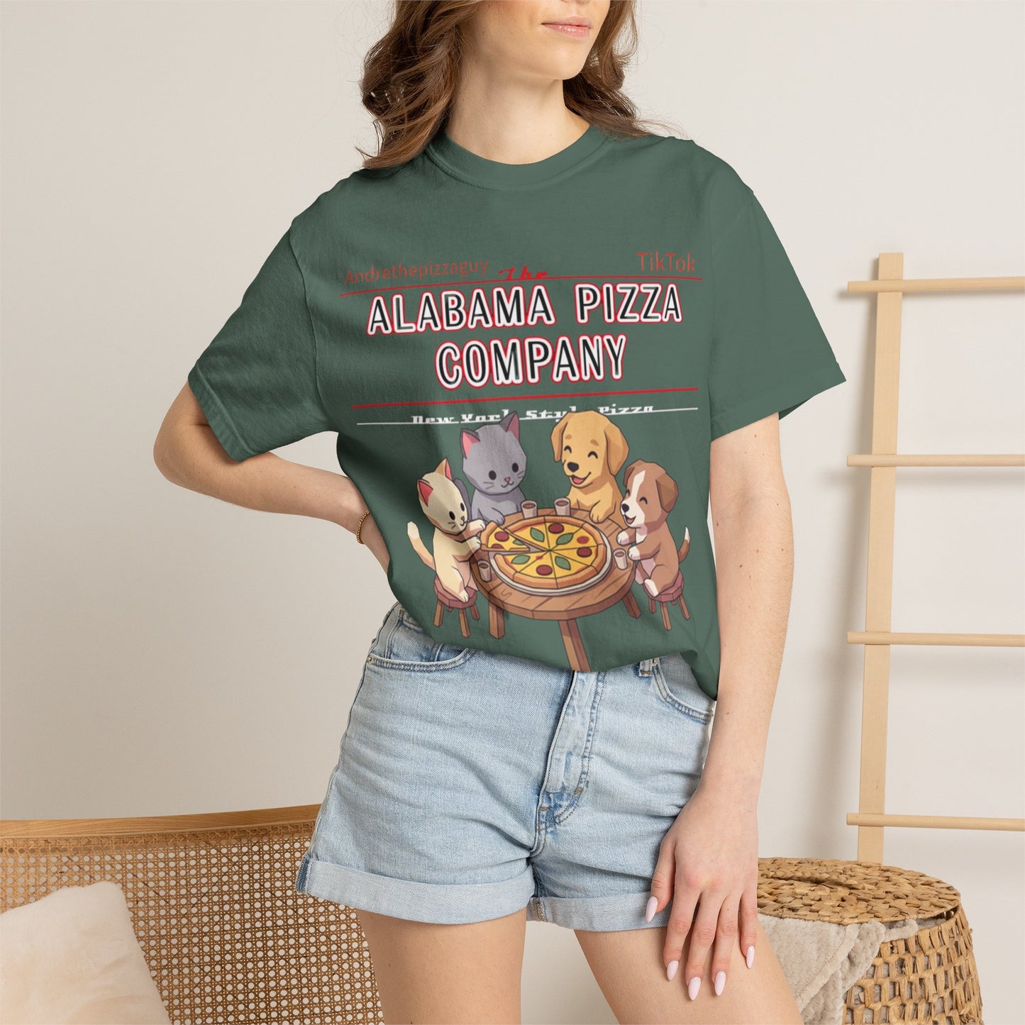 Alabama Pizza Company T-Shirt — Cute Dogs Sharing Pizza Graphic Tee