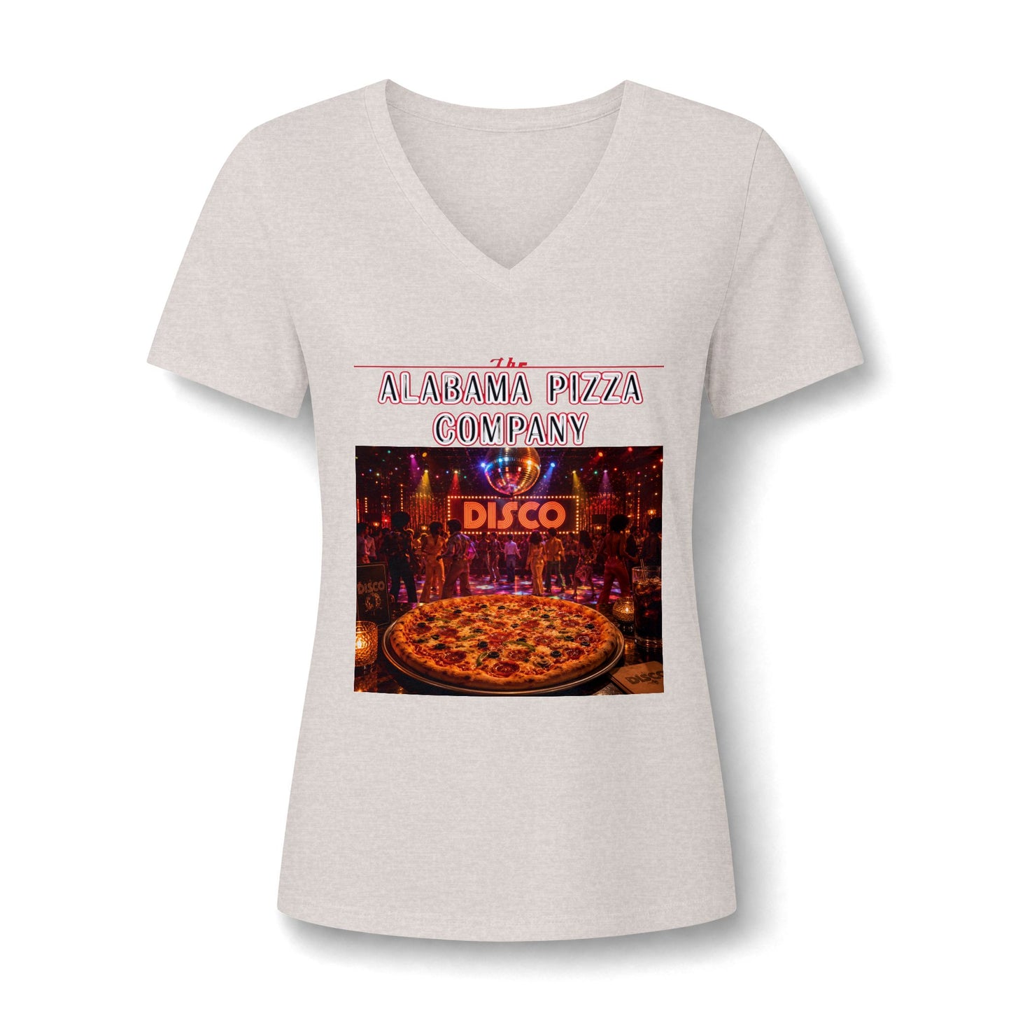 Pizza Disco V-Neck Tee — Mamma Pizza Company Graphic Shirt