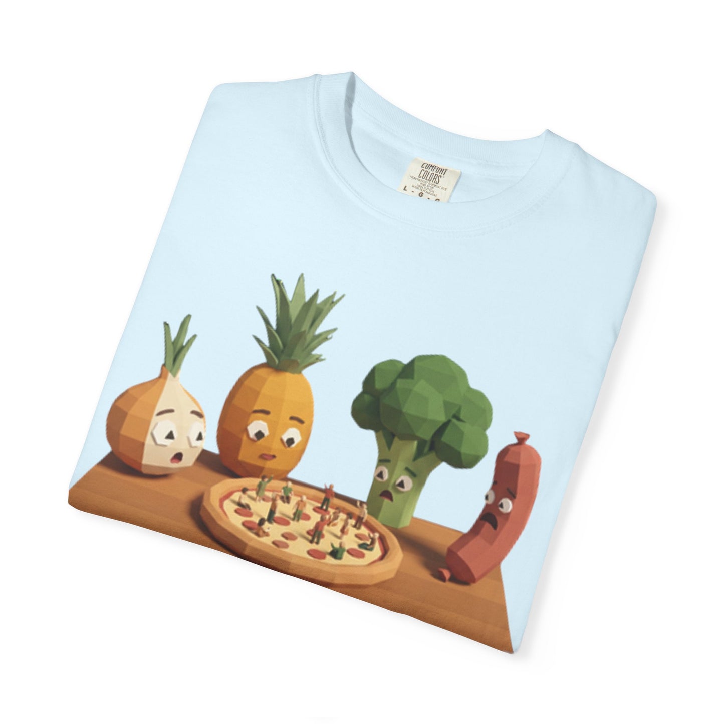 Pizza Night Veggie T-Shirt — Cute Cartoon Pineapple, Broccoli & Friends