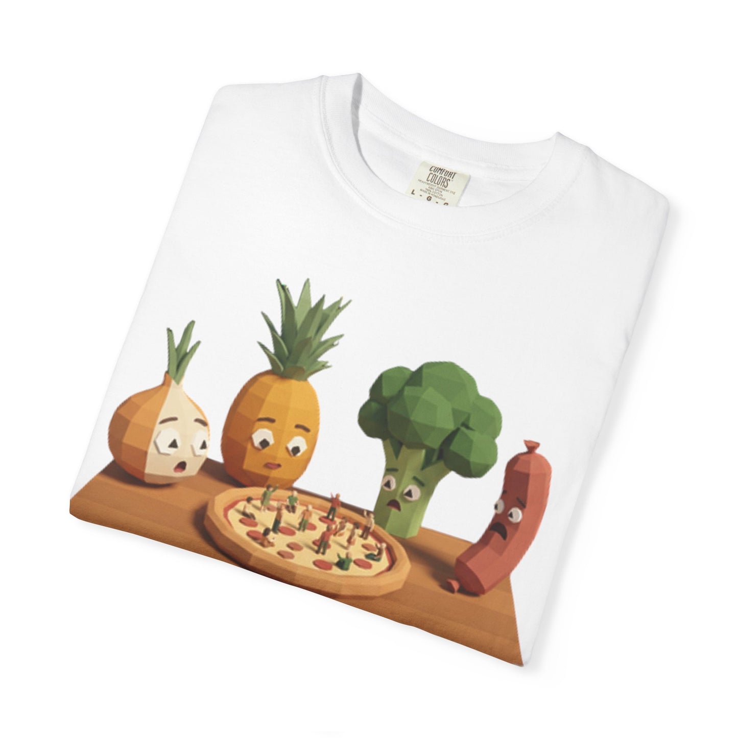 Pizza Night Veggie T-Shirt — Cute Cartoon Pineapple, Broccoli & Friends