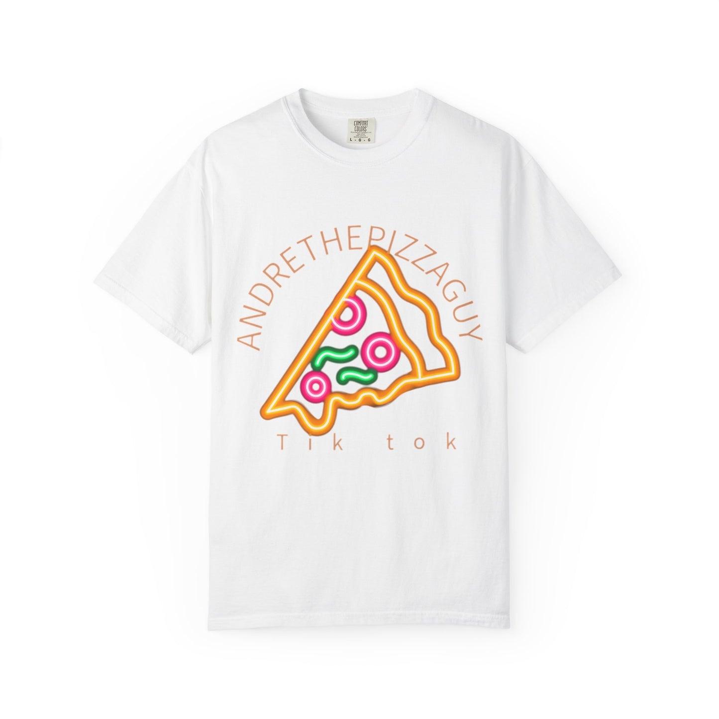 Pizza Slice Graphic T-Shirt – "ANDRETHEPIZZAGUY" Neon Design