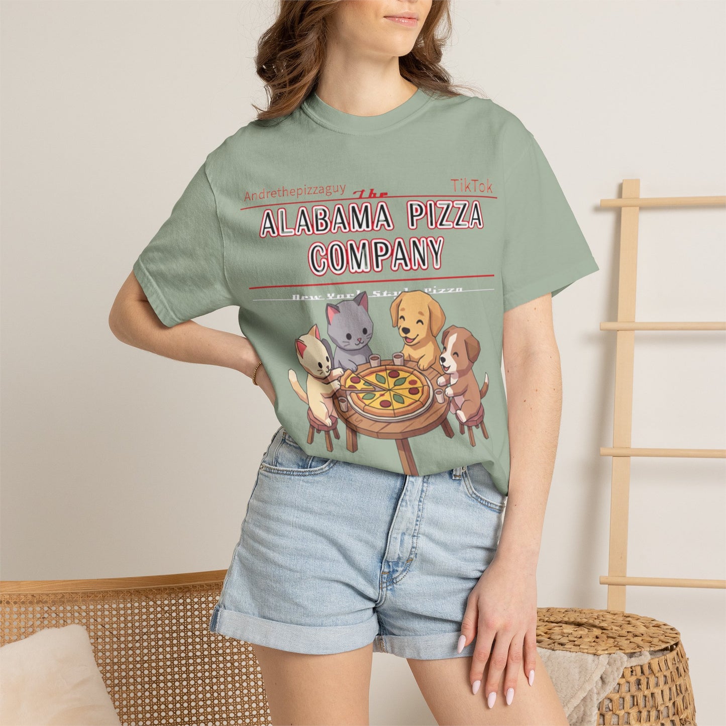 Alabama Pizza Company T-Shirt — Cute Dogs Sharing Pizza Graphic Tee