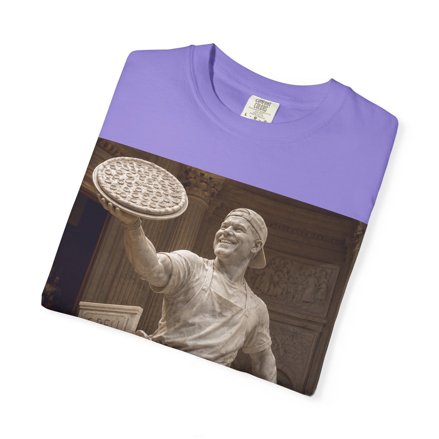 Pizza Statue Photo T-Shirt — Vintage Roman Sculpture Graphic Tee