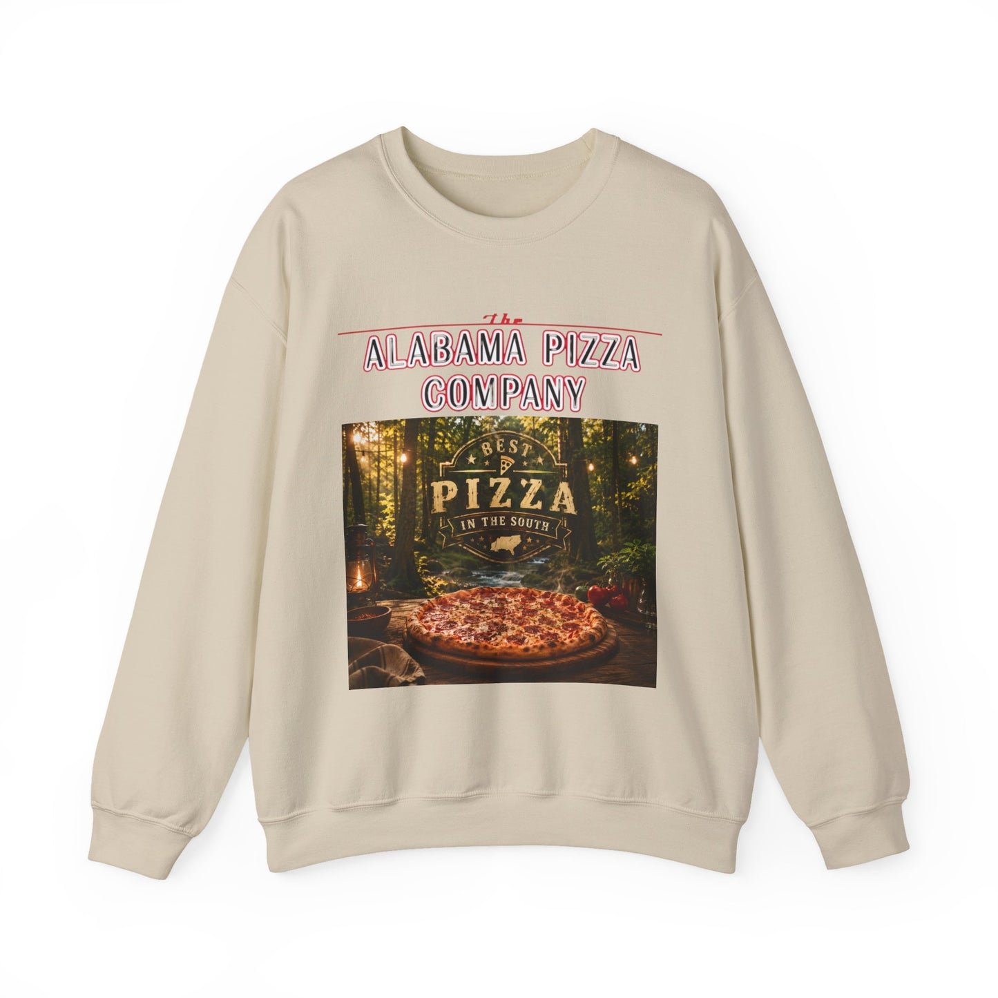 Pizza Crewneck Sweatshirt — Alabama Pizza Company Vintage Pizzeria Design