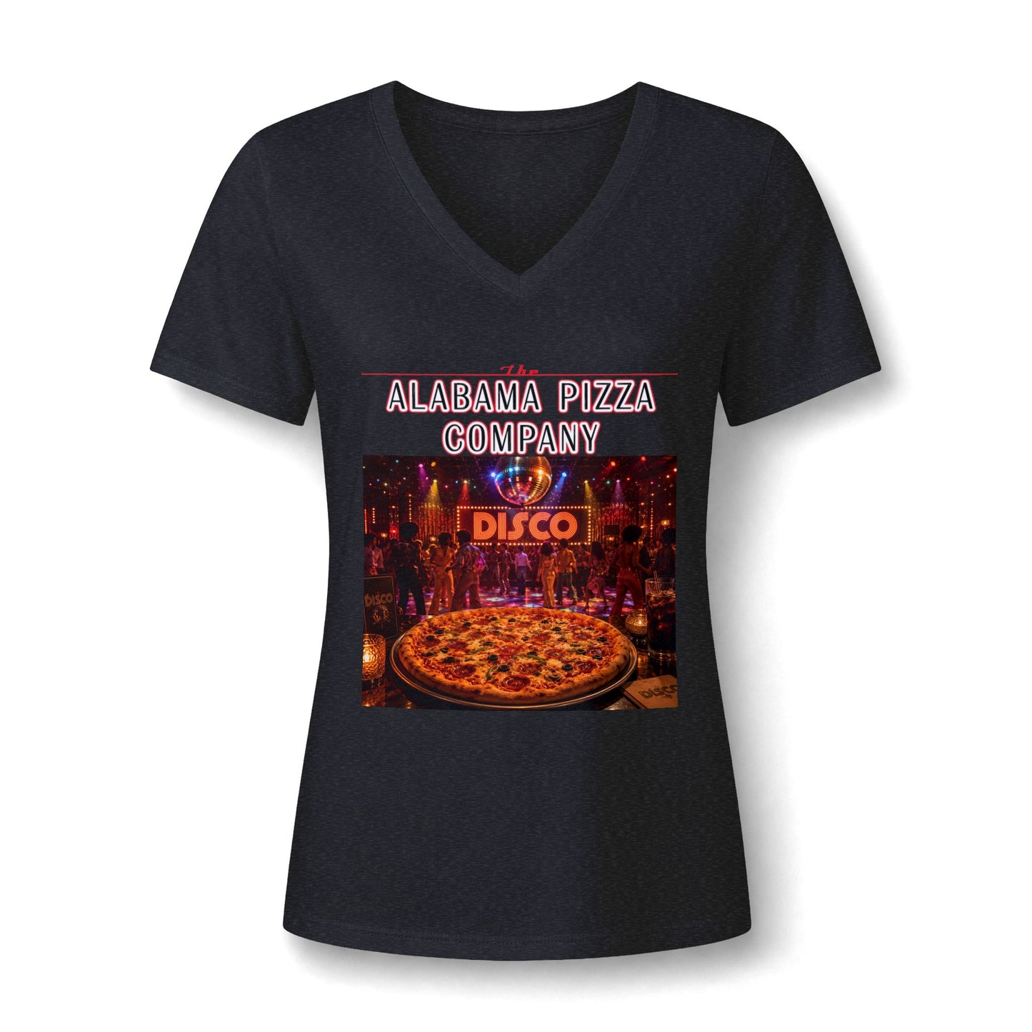 Pizza Disco V-Neck Tee — Mamma Pizza Company Graphic Shirt