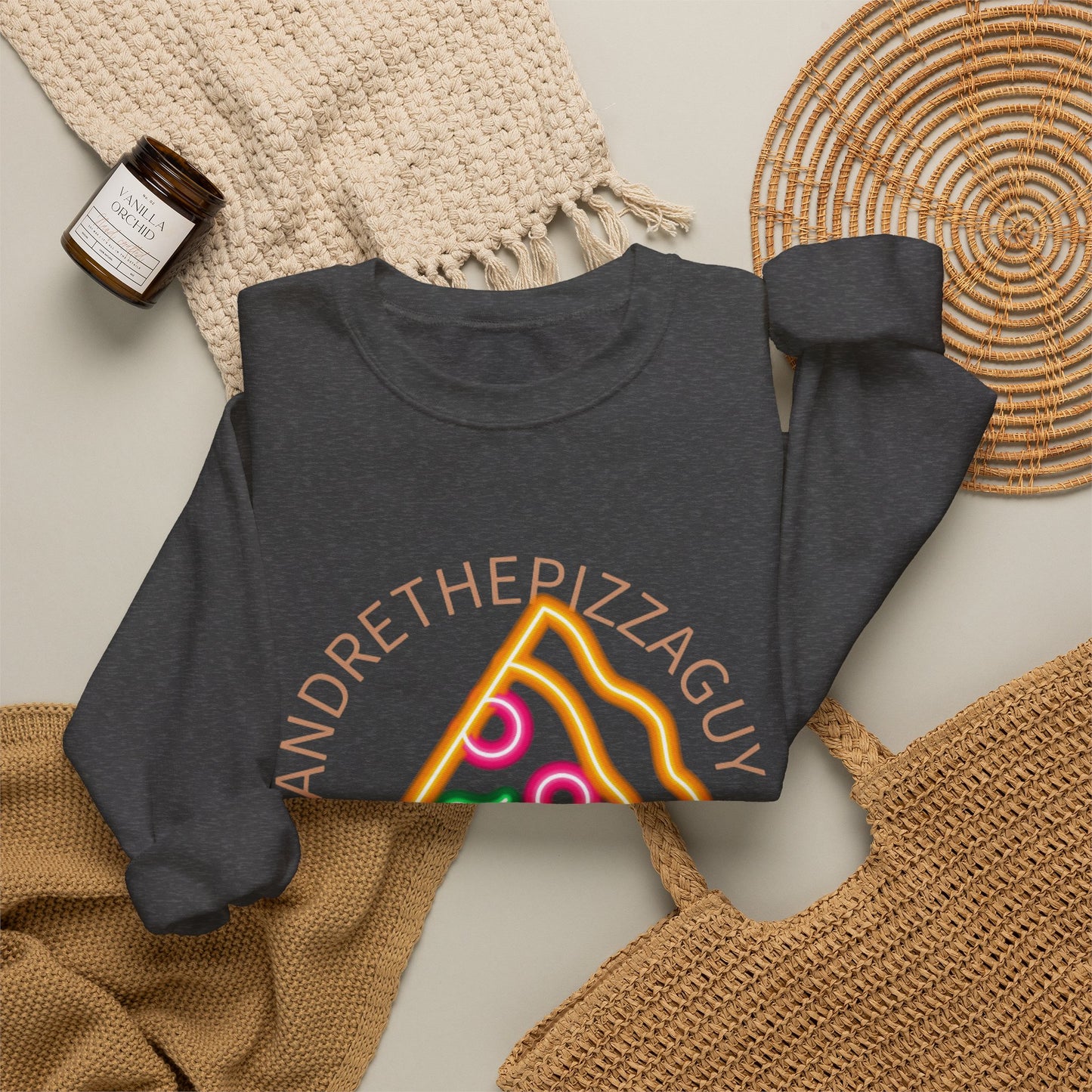 Pizza Slice Crewneck Sweatshirt — "andrethepizzaguy" TikTok Graphic