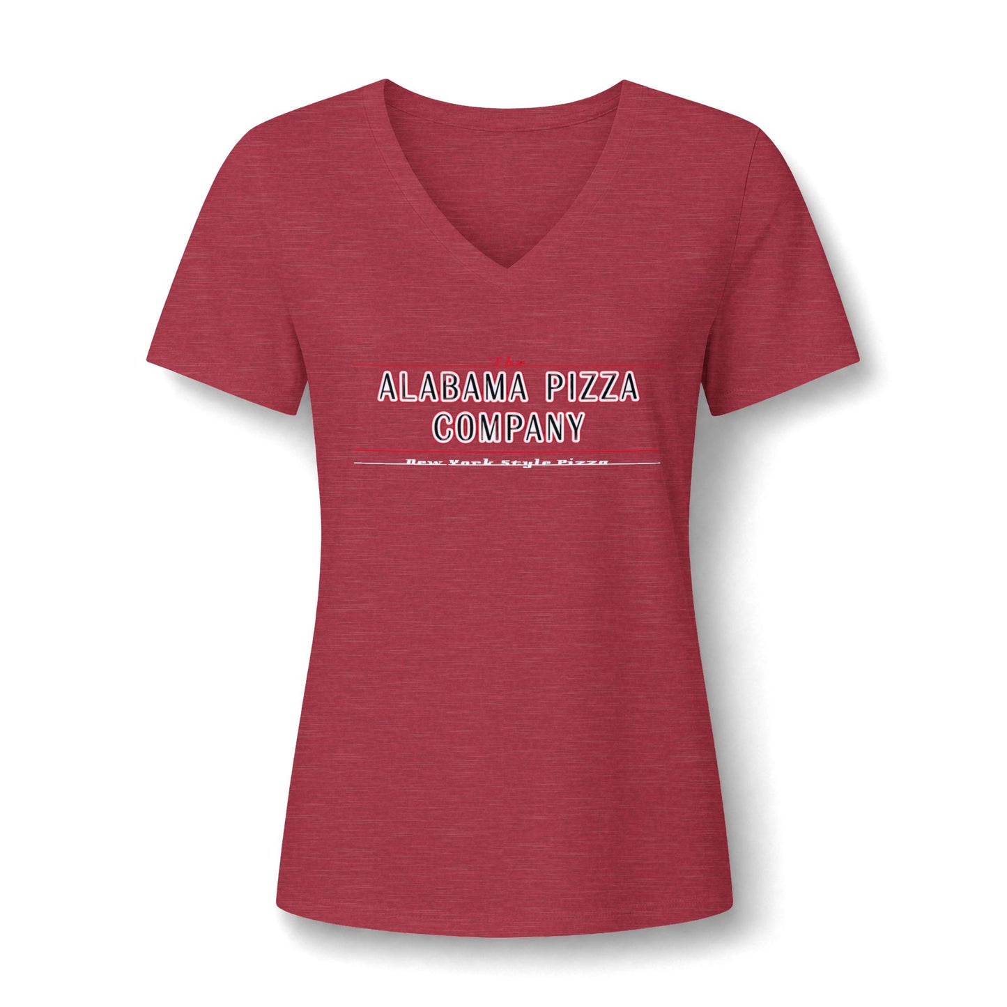Women's V-Neck Tee — Mamma Pizza Company Retro Logo