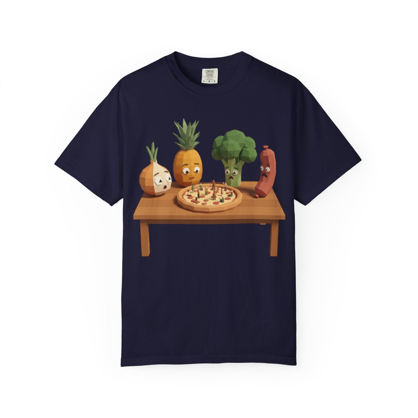 Pizza Night Veggie T-Shirt — Cute Cartoon Pineapple, Broccoli & Friends