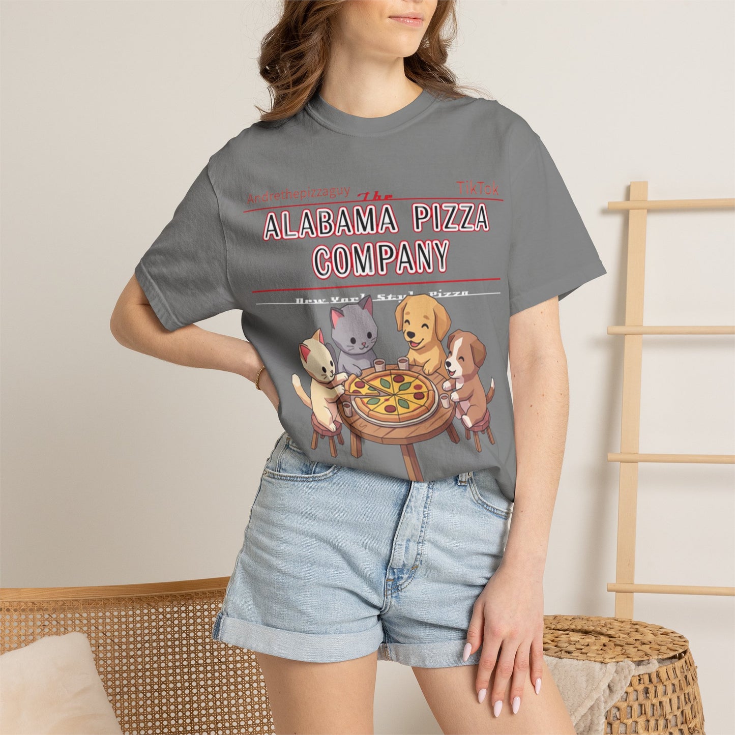 Alabama Pizza Company T-Shirt — Cute Dogs Sharing Pizza Graphic Tee