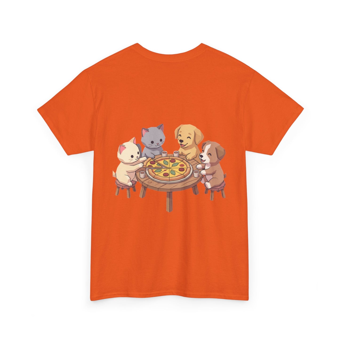 Pizza Party Crew Tee — Cute Cats & Dogs Sharing Pizza Graphic T-Shirt