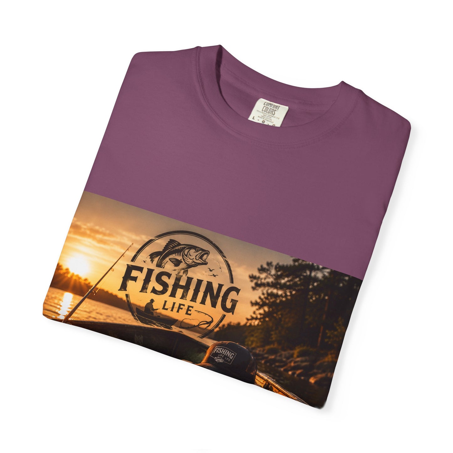 Fishing Life T-Shirt — Sunset Boat Pizza Graphic Tee