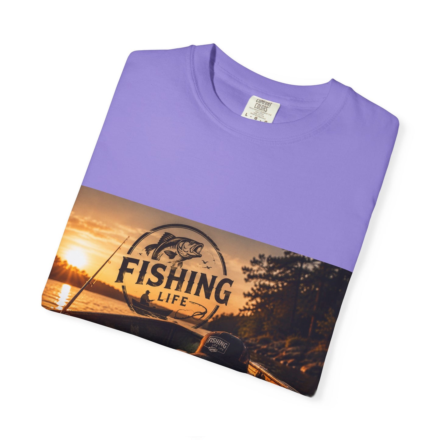 Fishing Life T-Shirt — Sunset Boat Pizza Graphic Tee
