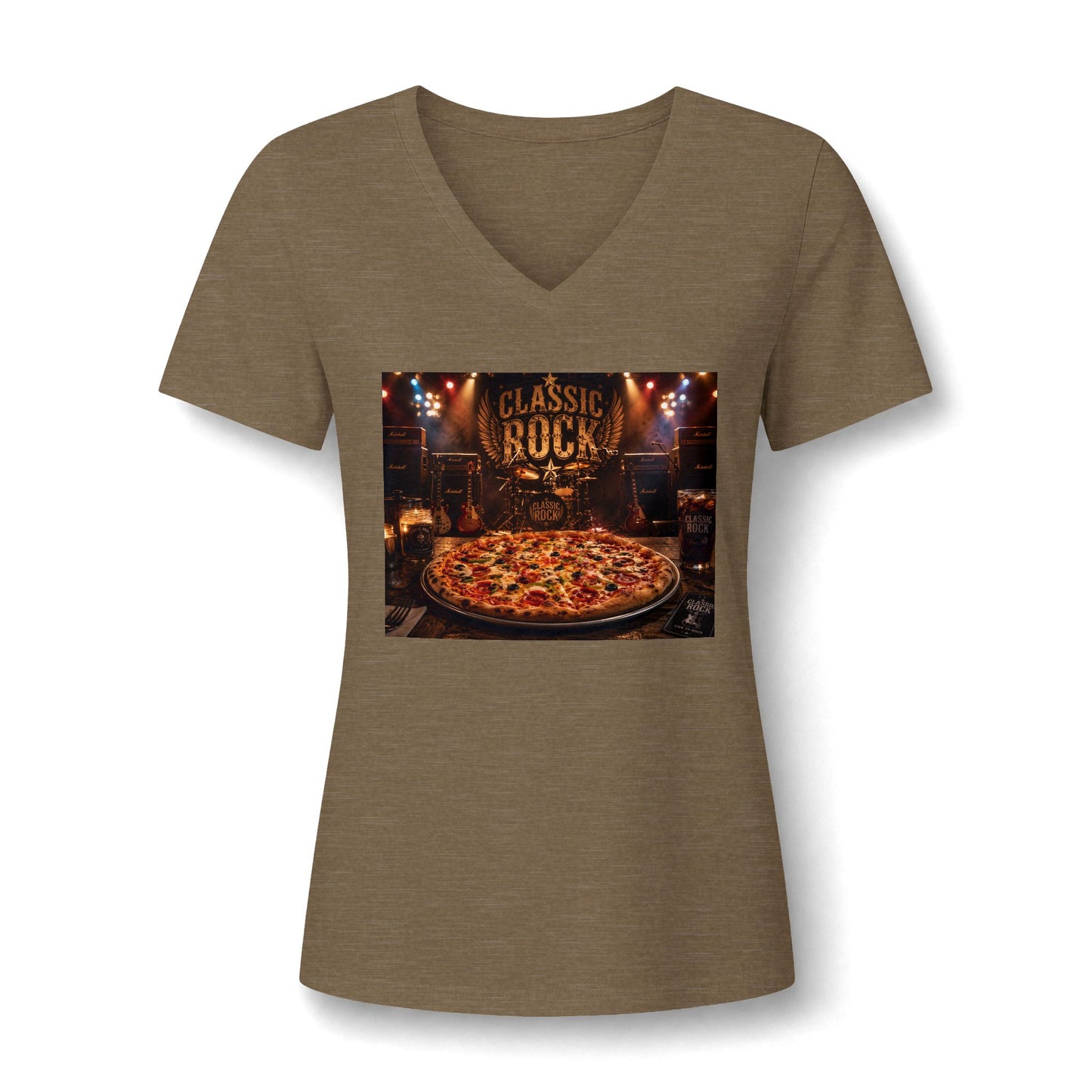 Classic Rock Pizza V-Neck Tee