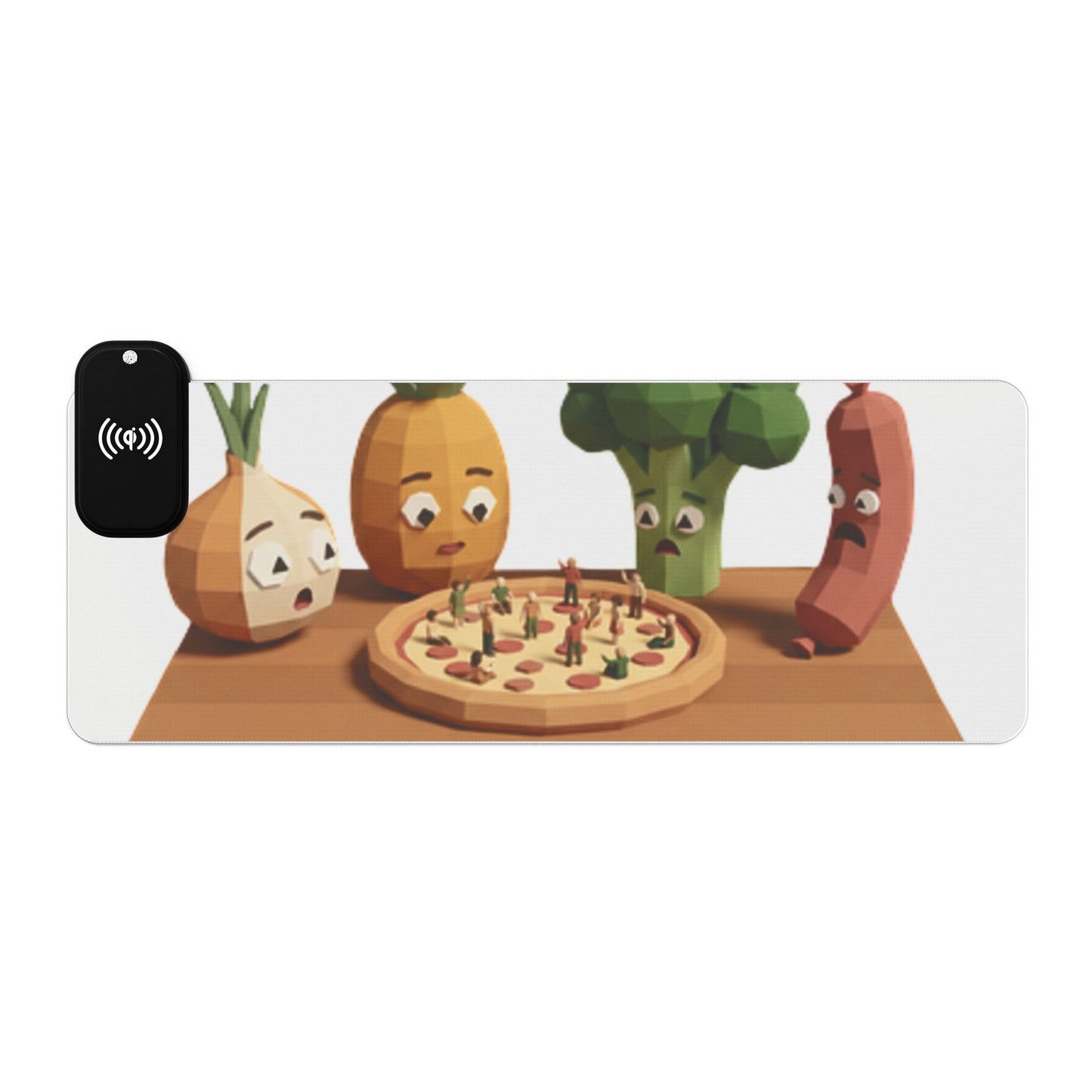 LED Wireless Charging Mouse Pad — Cute Veggie Pizza Desk Mat