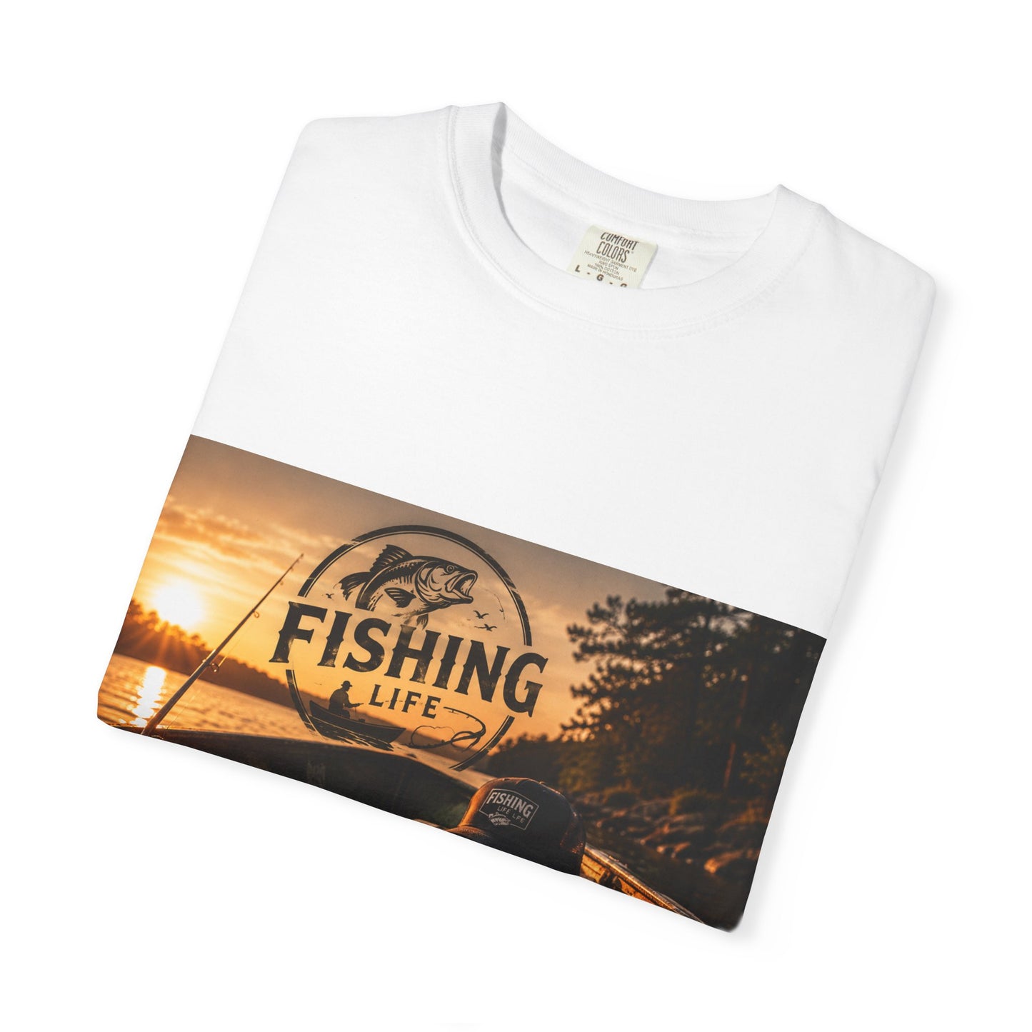 Fishing Life T-Shirt — Sunset Boat Pizza Graphic Tee